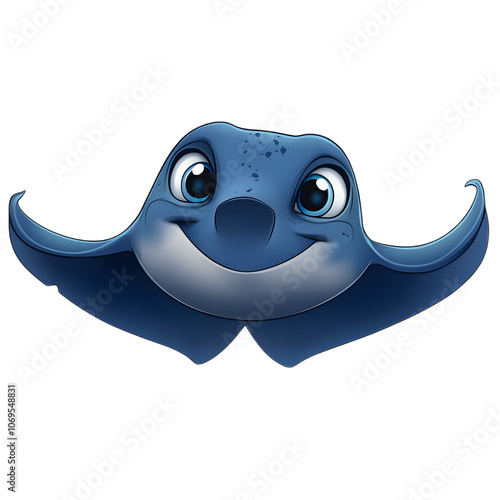 Cute cartoon manta ray illustration for kids photo