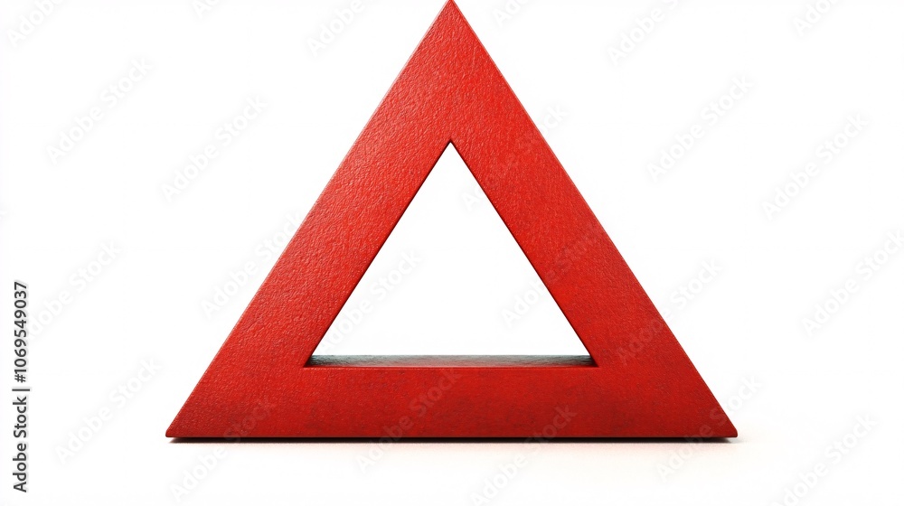 A red triangle shape, a simple geometric shape on a white background. Generative Ai A red triangle shape, a simple geometric shape on a white background. Generative Ai