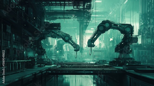 An industrial smart factory 4.0 concept utilizing heavy automation robot arms