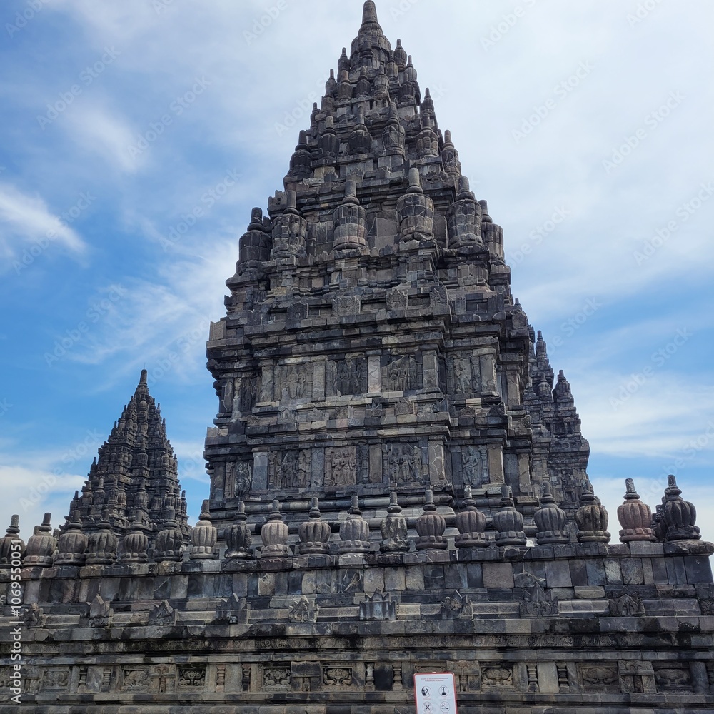 Close-up of Prambanan Temple with Detailed Carvings in Yogyakarta, Indonesia Close-up of Prambanan Temple with Detailed Carvings in Yogyakarta, Indonesia