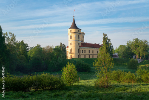 View of the Castle of the Russian Emperor Paul I - Marienthal (BIP fortress) on a sunny summer day, Pavlovsk, Saint Petersburg, Russia