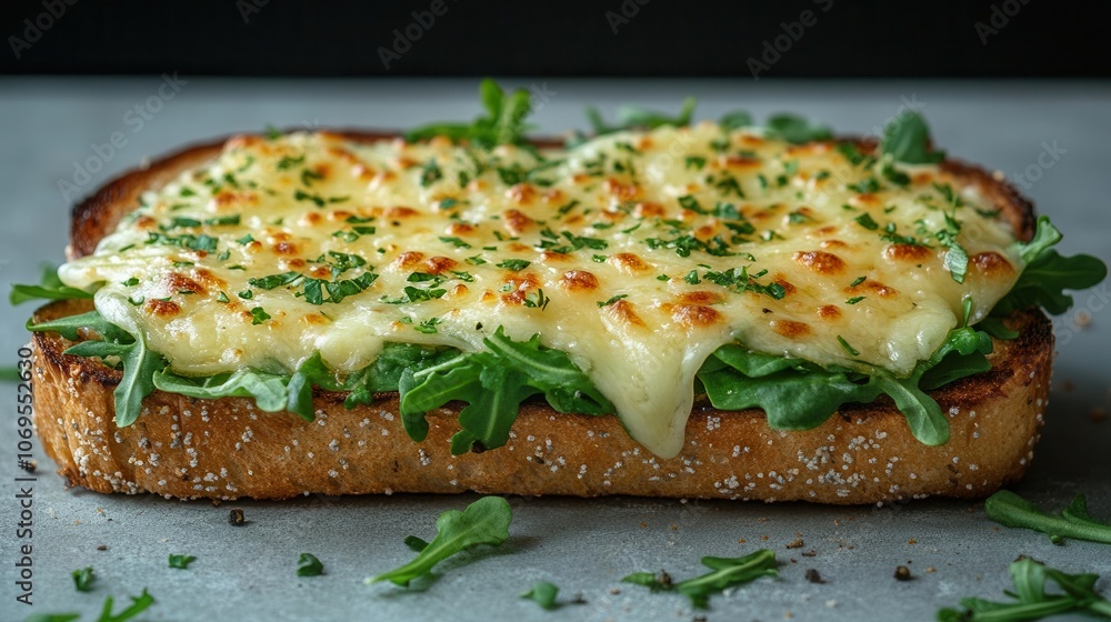 artfully arranged sandwich bursting with fresh greens and melted cheese, presented on a pristine white background, showcasing deliciousness and gastronomic appeal artfully arranged sandwich bursting with fresh greens and melted cheese, presented on a pristine white background, showcasing deliciousness and gastronomic appeal