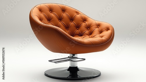 A modern armchair exemplifies contemporary design for hair salons, providing comfort for clients in barbershops. photo