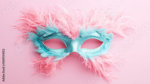 Elegant Masquerade Mask on Soft Pastel Background for Festive Designs