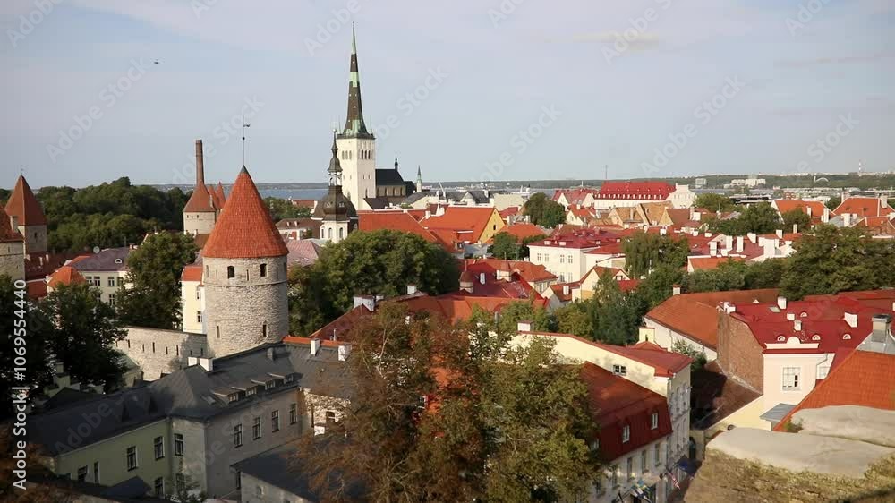 Scenic view of the old town in Tallinn, Estonia. Old Town of Tallinn preserved its Medieval origin, most of the buildings were built during 13-16 centuries. Scenic view of the old town in Tallinn, Estonia. Old Town of Tallinn preserved its Medieval origin, most of the buildings were built during 13-16 centuries.