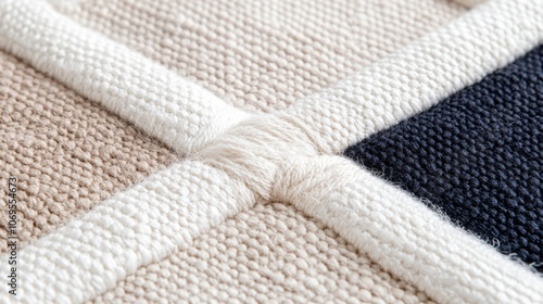 Close-up of textured woven fabric pattern in neutral colors