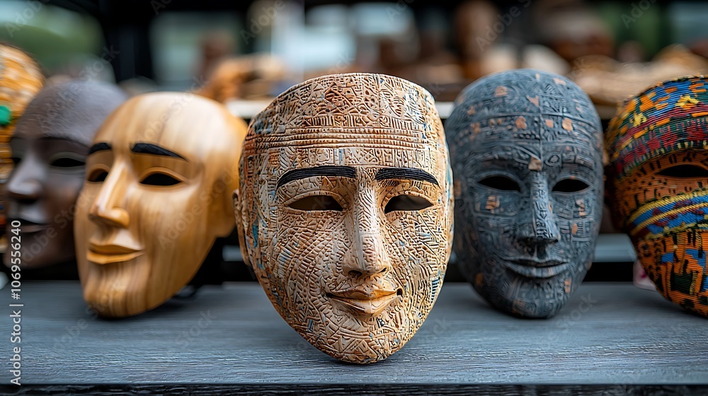 The market stall is filled with an array of handcrafted cultural artifacts, each piece skillfully crafted by artisans from around the world The market stall is filled with an array of handcrafted cultural artifacts, each piece skillfully crafted by artisans from around the world