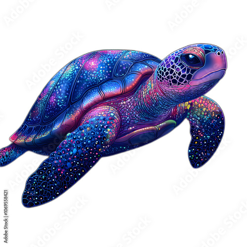 Colorful Abstract Turtle in Neon Style photo