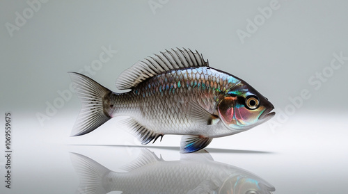 Ultra-Detailed Fish on a Solid Background, Photorealistic and Highly Textured Close-Up