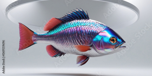 Ultra-Detailed Fish on a Solid Background, Photorealistic and Highly Textured Close-Up