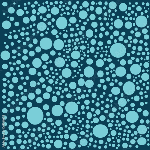 illustration of pattern of dots different sizes on blue background