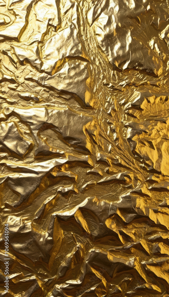 Fototapeta premium Golden Surface Texture Background with Reflective Decorative Foil and Textured Material Design