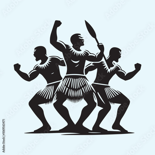 Maori Haka Dance vector, Maori Haka Dance  silhouette vector icon black and white