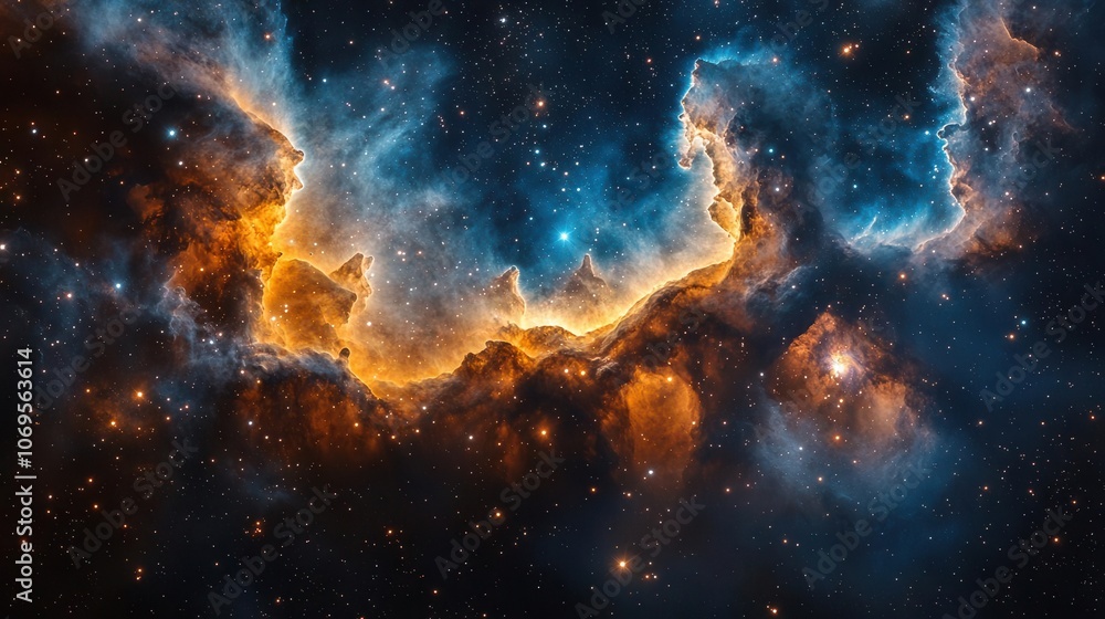 Naklejka premium cosmic scene of a colorful galaxy filled with swirling nebulae and brilliant supernovae, creating an explosion of colors that captures the imagination