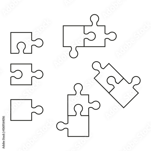 Puzzle piece icon. Jigsaw vector shape. Fitting part symbol. Game connection element.