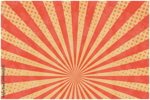 水彩風水玉入り集中線・赤金