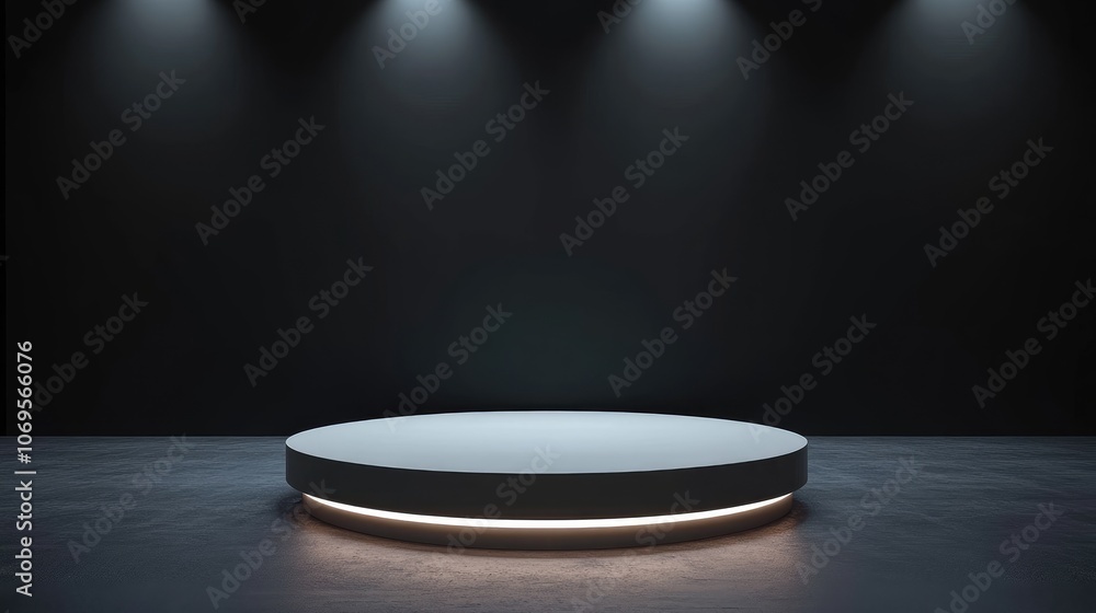 Circular Illuminated Platform on Dark Surface Circular Illuminated Platform on Dark Surface