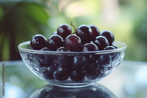 Acai on a with a garden background photo