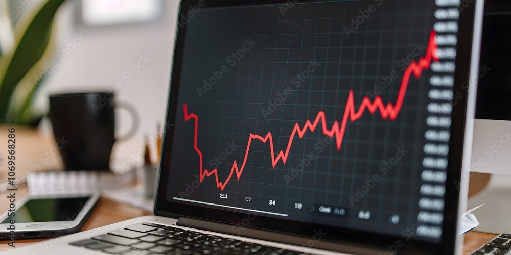 Close-up of a digital screen showing a downward-trending graph. Trade deficit,economic decline,financialcrisis,negative,drop,crisis,issue, challenge, risk,loss, failure, uncertainty, instability,AI Close-up of a digital screen showing a downward-trending graph. Trade deficit,economic decline,financialcrisis,negative,drop,crisis,issue, challenge, risk,loss, failure, uncertainty, instability,AI