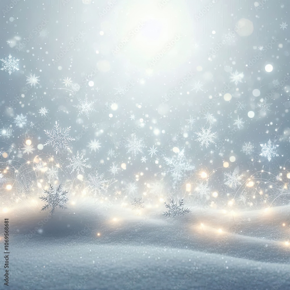 a serene winter scene featuring a gentle snowfall, where delicate snowflakes dance through the chilly air against a white background. Incorporate soft, glowing lights that reflect off the snowflakes, a serene winter scene featuring a gentle snowfall, where delicate snowflakes dance through the chilly air against a white background. Incorporate soft, glowing lights that reflect off the snowflakes,