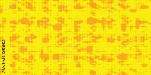 Yellow halftone gradient pattern texture with technology digital background. Pop art comic dots with summer background.