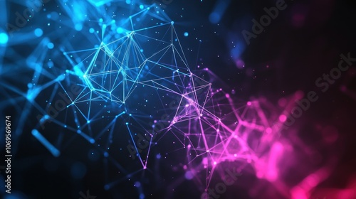 Abstract Digital Network with Blue and Pink Glow