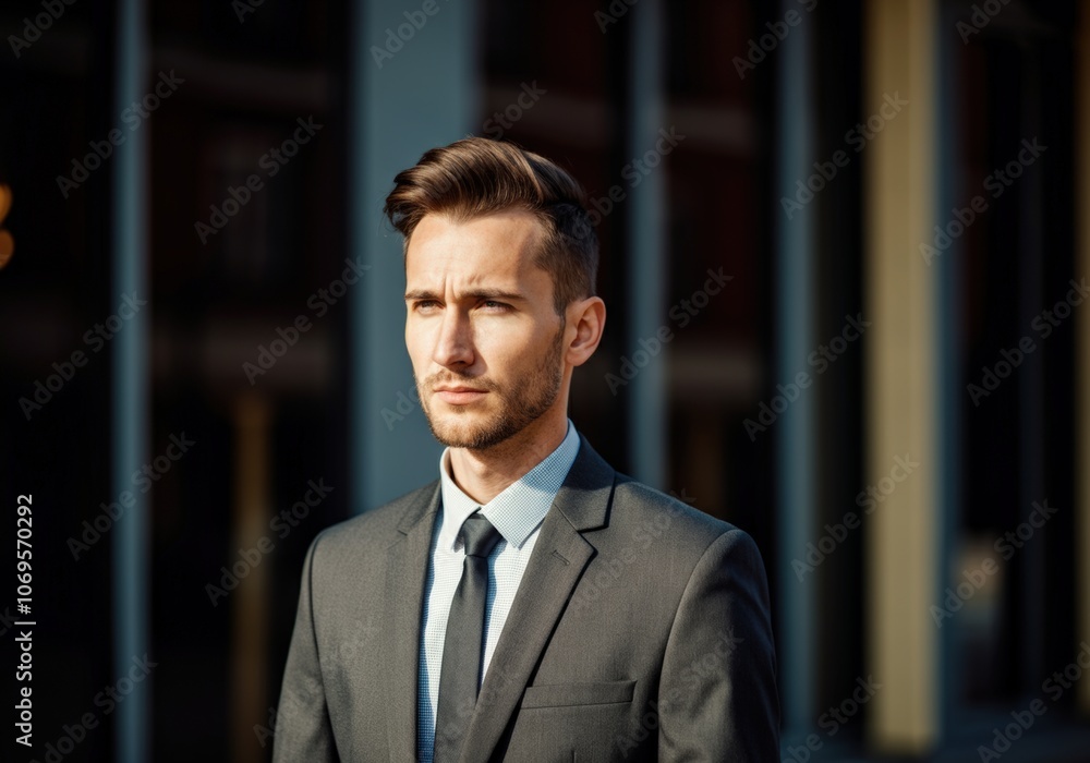 Businessman in a suit with a serious expression Businessman in a suit with a serious expression