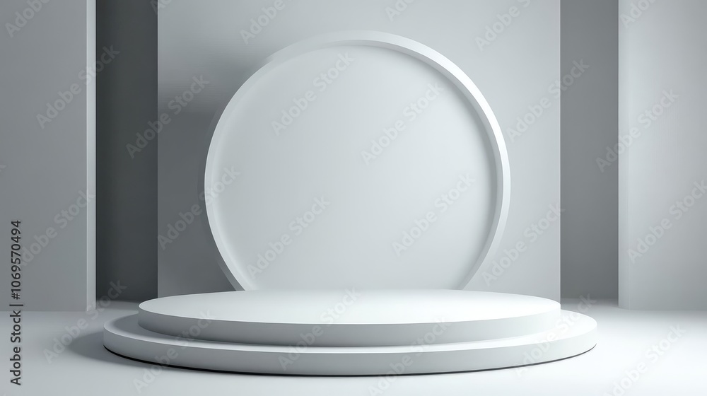 White Circular Platform with Arched Background White Circular Platform with Arched Background