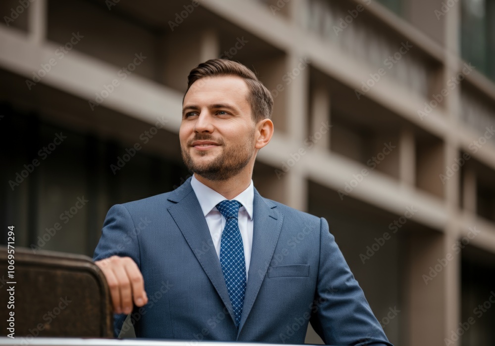 Handsome Man in Suit, Urban Background Handsome Man in Suit, Urban Background