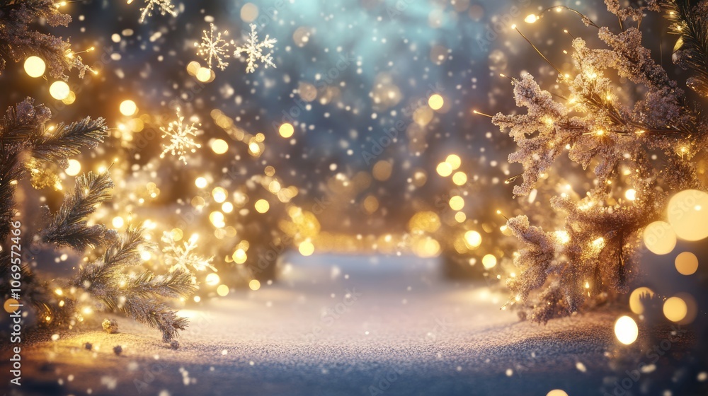 Whimsical Luxury Christmas 3D Backdrop with Snowflakes Whimsical Luxury Christmas 3D Backdrop with Snowflakes