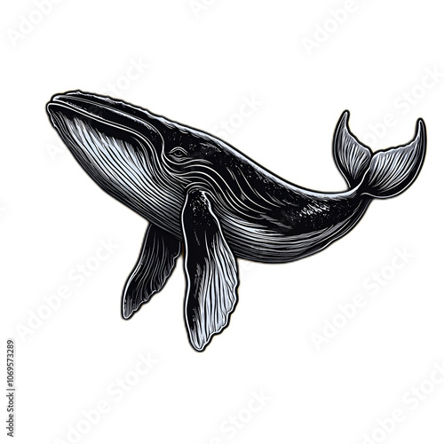 Illustrative Whale Design in Monochrome Style photo