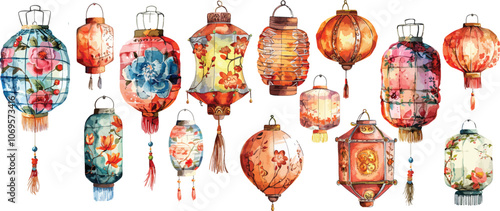 chinese red lantern clipart vector for graphic resources	