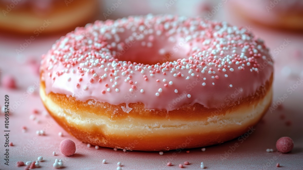 Delightful Pink Frosted Donut with Colorful Sprinkles Delightful Pink Frosted Donut with Colorful Sprinkles