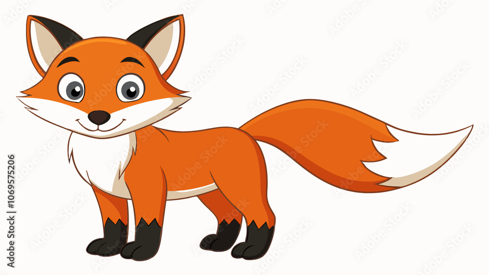 Obraz premium red fox cartoon. fox, animal, cartoon, vector, illustration, cute, cat, mammal, wild, nature, orange, fur, tail, funny, wildlife, dog, red, forest, drawing, character, art, design, pet