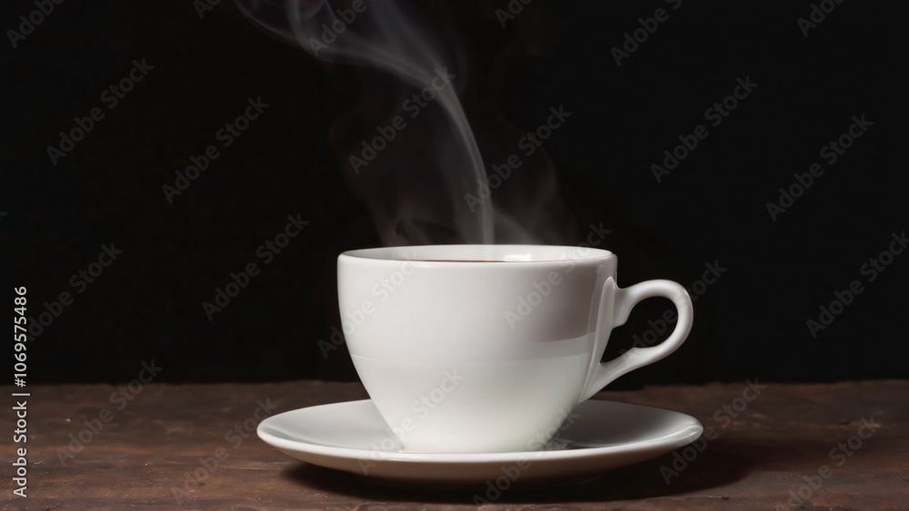 cup of coffee on black