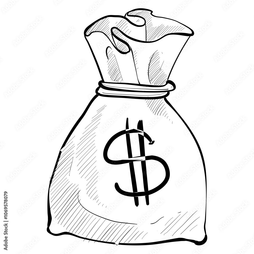 Handdrawn Money Bag Illustration Handdrawn Money Bag Illustration