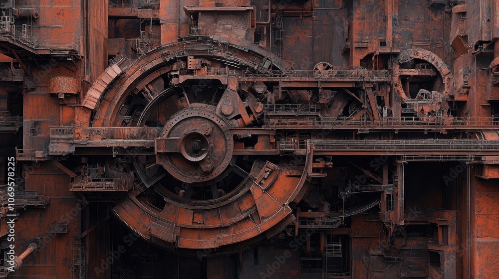 Abstract Industrial Machinery with Rusty Textures Abstract Industrial Machinery with Rusty Textures