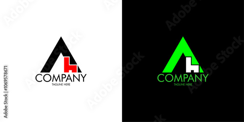 ah letter vector logo with house icon