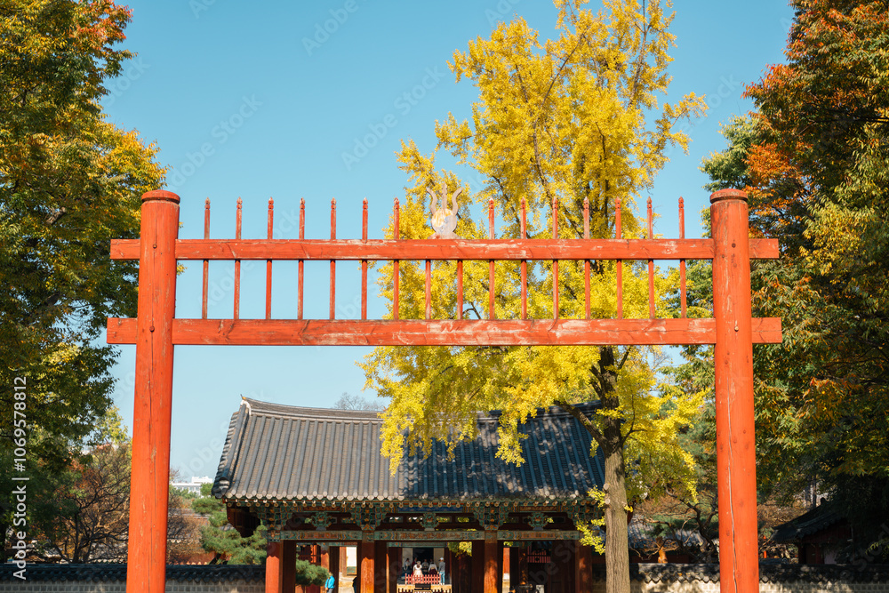 Autumn of Jeonju Hanok Village Gyeonggijeon Shrine in Jeonju, Korea