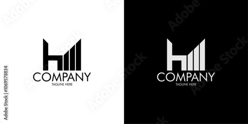hm letter logo with house icon