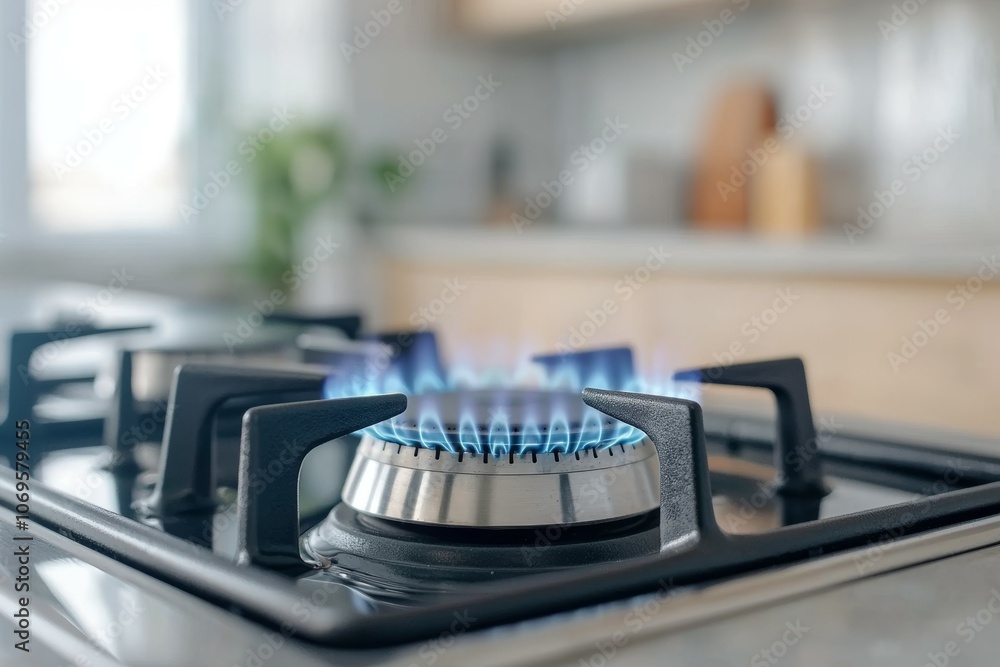 A stove burner is lit and the flame is blue A stove burner is lit and the flame is blue