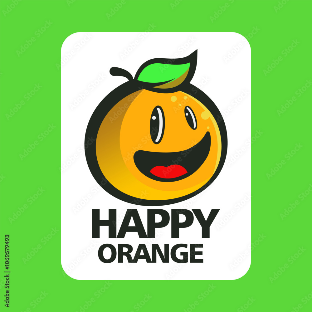 happy orange with smile face mascot logo happy orange with smile face mascot logo