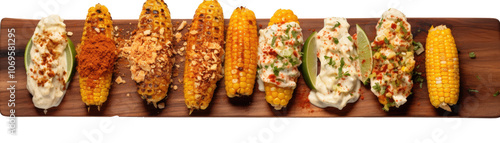 Collection of elotes or mexican street corn on transparent background photo