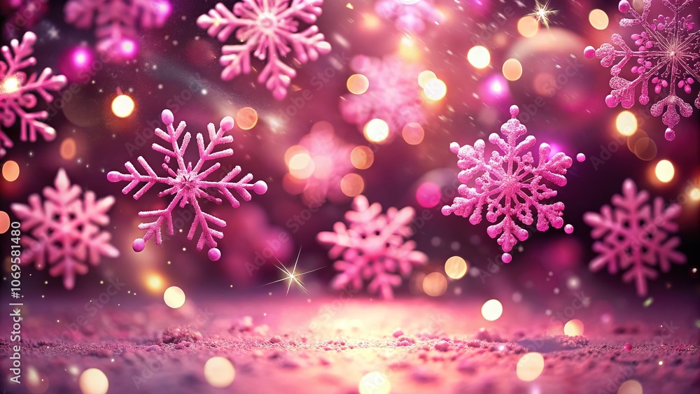 3D tilt-shift pink snow bokeh, dreamy backdrop. 3D tilt-shift pink snow bokeh, dreamy backdrop.