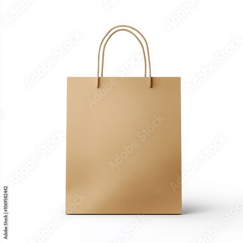 Plain Brown Shopping Bag on White Background