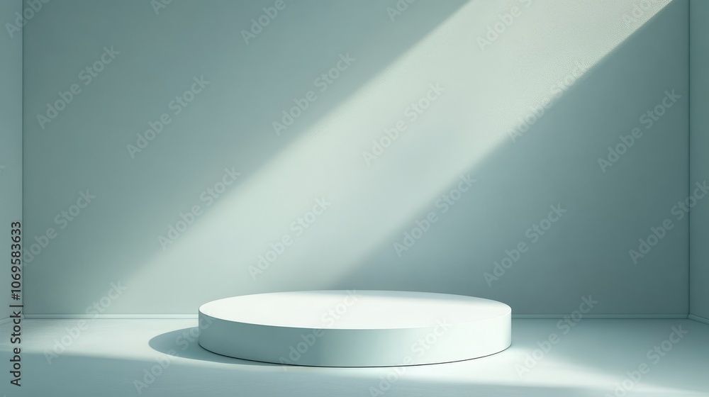 A White Platform in a Minimalist, Light-Filled Room A White Platform in a Minimalist, Light-Filled Room