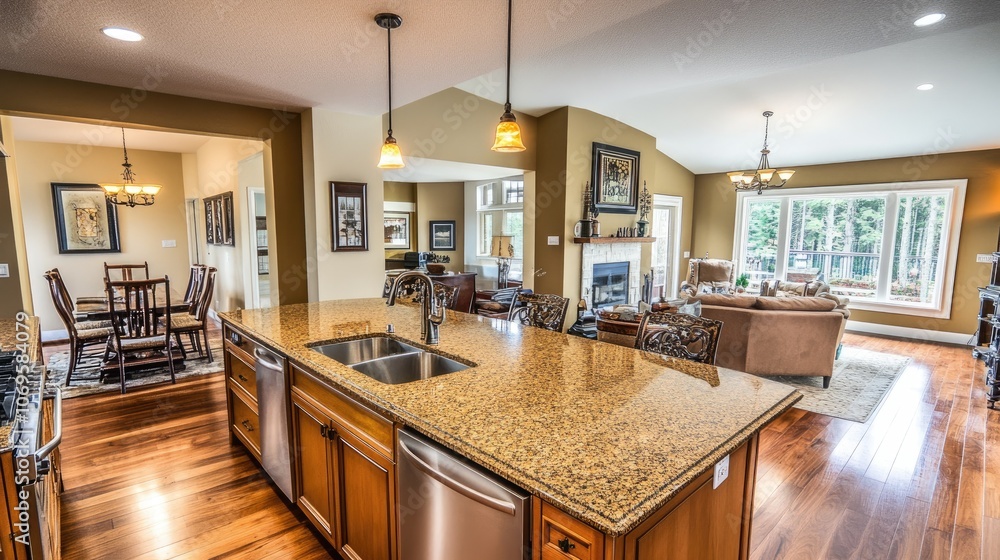 Modern Kitchen and Cozy Living Room Interior Modern Kitchen and Cozy Living Room Interior