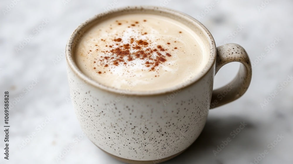 A Ceramic Mug Filled with Cinnamon-Spiced Latte A Ceramic Mug Filled with Cinnamon-Spiced Latte