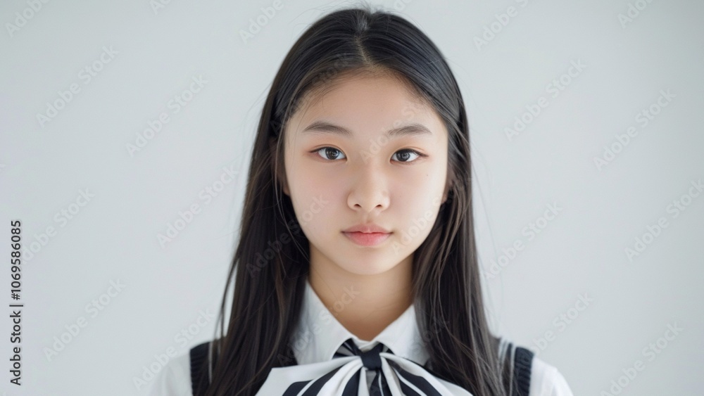 カメラをまっすぐ見つめる女の子 カメラをまっすぐ見つめる女の子