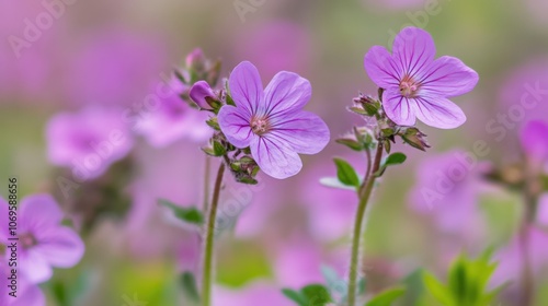 Delicate Pink Flowers Blooming in Springtime